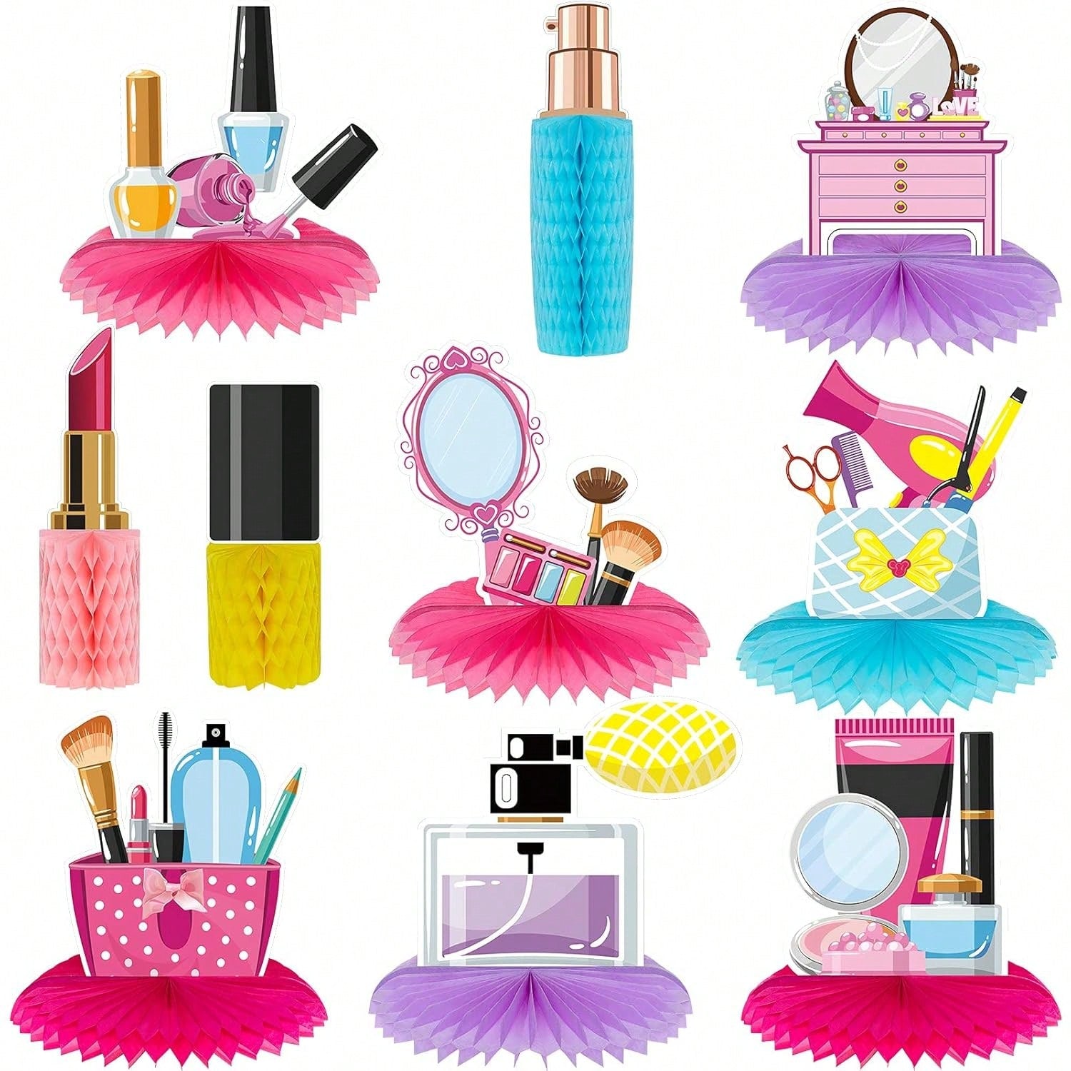 10-Pc Spa Honeycomb Centerpieces Makeup Table Decorations for Birthday and Party