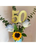 10PCS Double-Sided Gold 50th Birthday Anniversary Cake Table Centerpieces