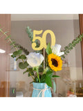 10PCS Double-Sided Gold 50th Birthday Anniversary Cake Table Centerpieces