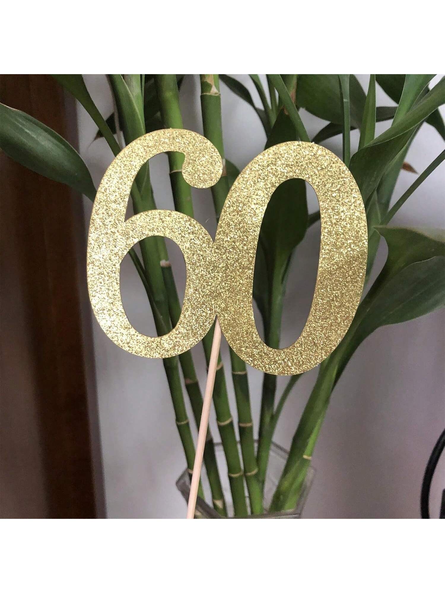 10PCS Double-Sided Gold 60th Birthday Anniversary Cake Table Centerpieces