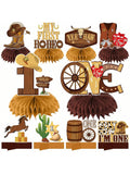 10PCS My First Rodeo Western Cowboy Birthday Honeycomb Centerpieces