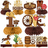 10PCS My First Rodeo Western Cowboy Birthday Honeycomb Centerpieces