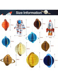 11pcs Outer Space Party Decorations Solar System Galaxy Hanging 3D Rocket Astronaut