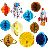 11pcs Outer Space Party Decorations Solar System Galaxy Hanging 3D Rocket Astronaut