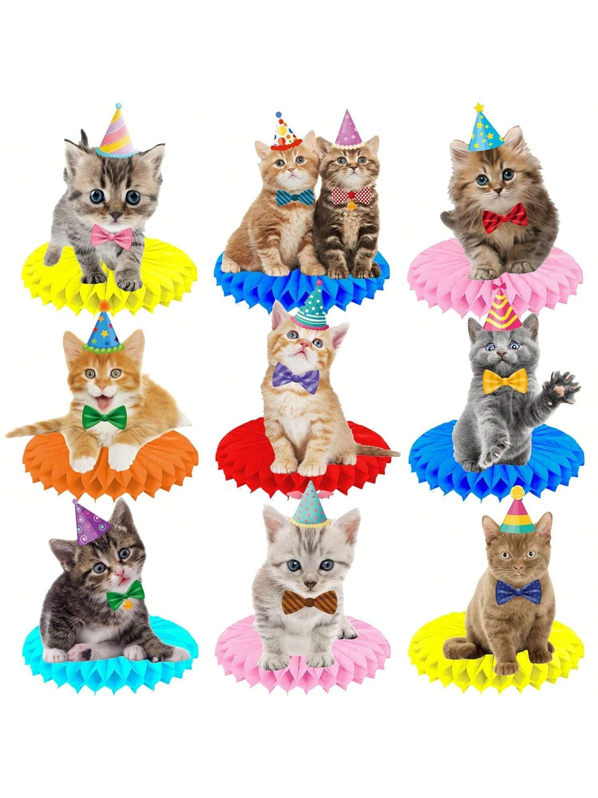 11PCS Baby Cat Honeycomb Centerpieces for Kitten & Cat-Themed Parties
