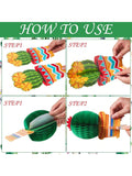 12PCS Cactus Party Decor Set with Honeycomb Centers & Garland for Fiesta