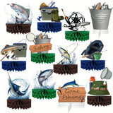 12-Pc Fishing Honeycomb Centerpieces for Birthday Baby Shower and Party Decor