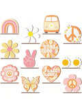 12pcs Groovy Party Decorations Boho Wooden Centerpieces Retro 60s 70s Party