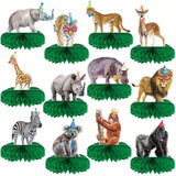 12-Pc Jungle Animal Honeycomb Centerpieces for Birthday and Baby Shower Parties