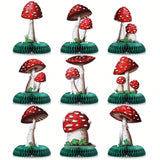 9pcs Mushroom Party Honeycomb Centerpieces Tabletop Decorations for Birthday Shower