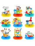 9pcs Paint Party Honeycomb Centerpieces Art Theme Decorations for Birthday Shower