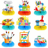 9pcs Paint Party Honeycomb Centerpieces Art Theme Decorations for Birthday Shower
