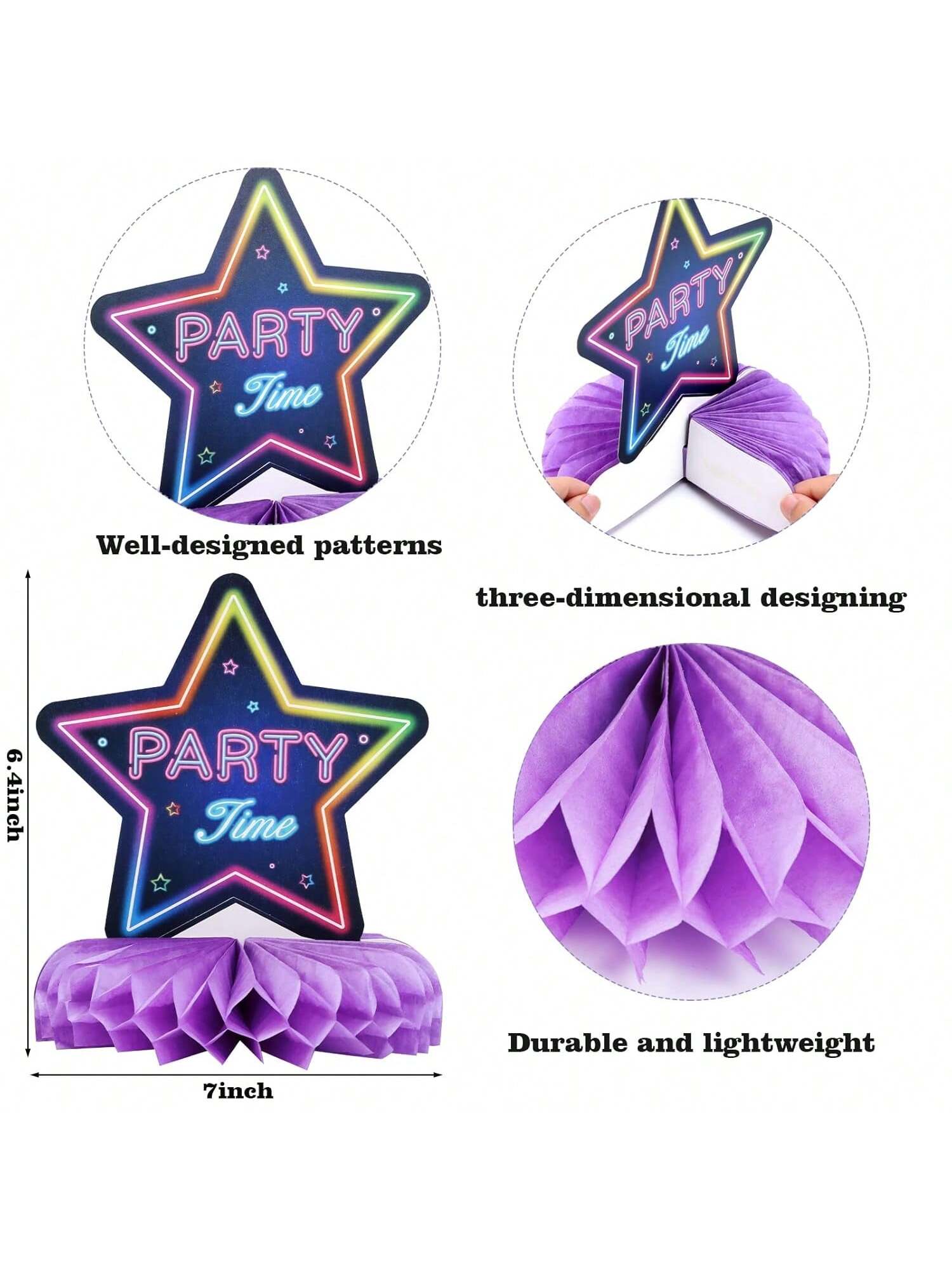 9pcs Glow Neon Honeycomb Party Centerpieces Tabletop Decorations for Glow Party