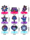 9pcs Glow Neon Honeycomb Party Centerpieces Tabletop Decorations for Glow Party