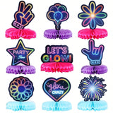9pcs Glow Neon Honeycomb Party Centerpieces Tabletop Decorations for Glow Party