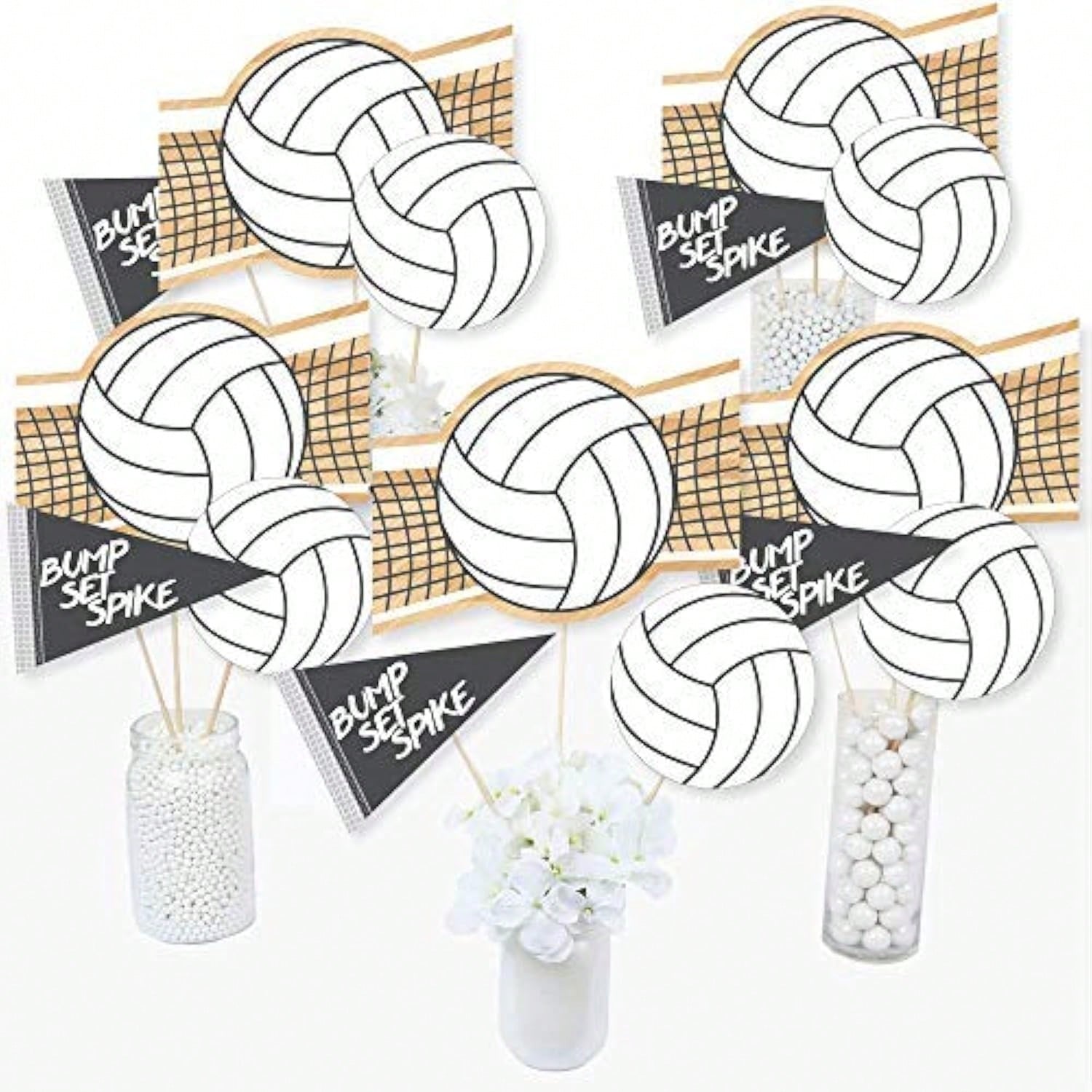 BumpSetSpike Volleyball Baby Shower or Birthday Table Centerpiece Sticks 15PCS