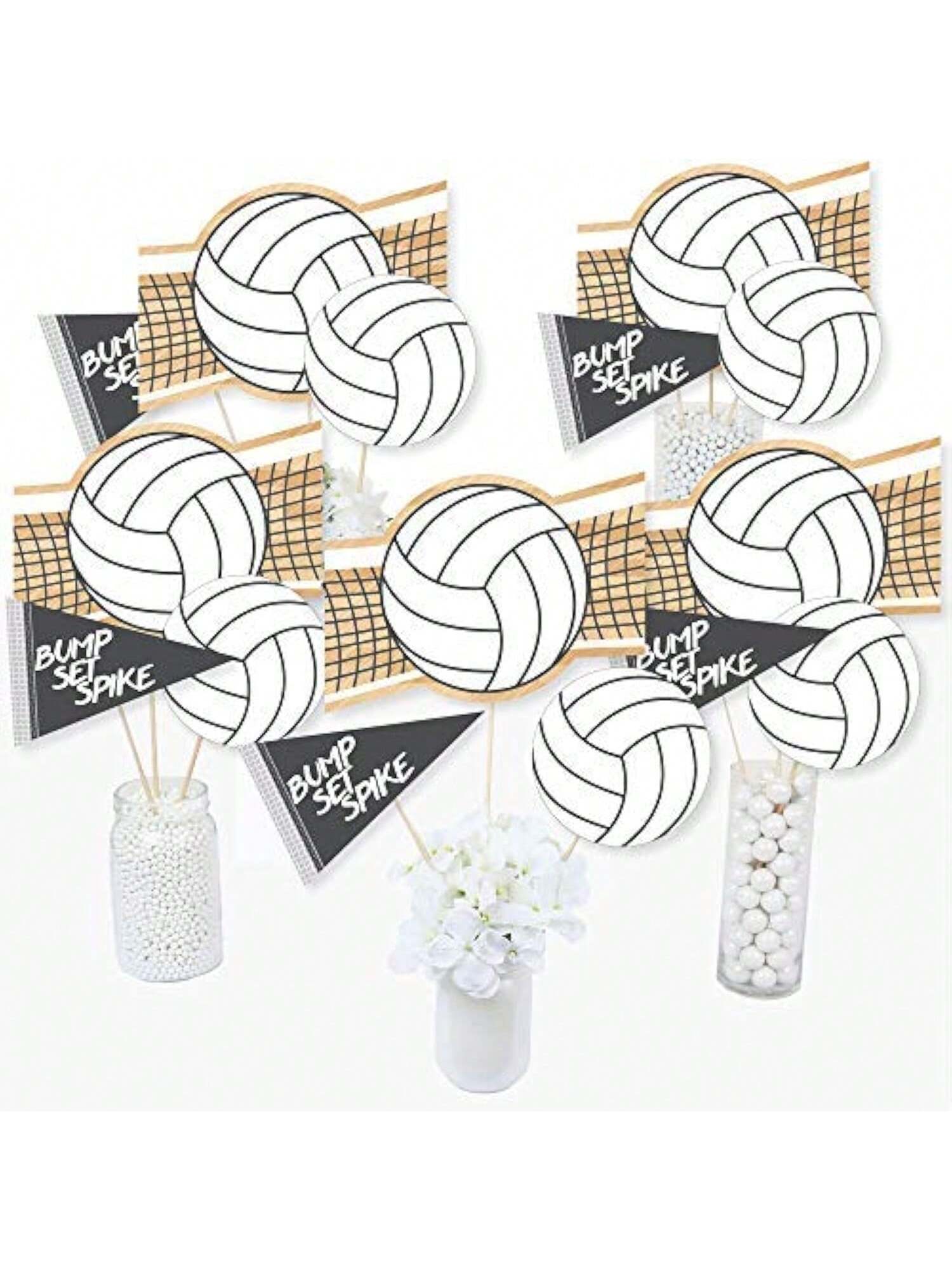 BumpSetSpike Volleyball Baby Shower or Birthday Table Centerpiece Sticks 15PCS