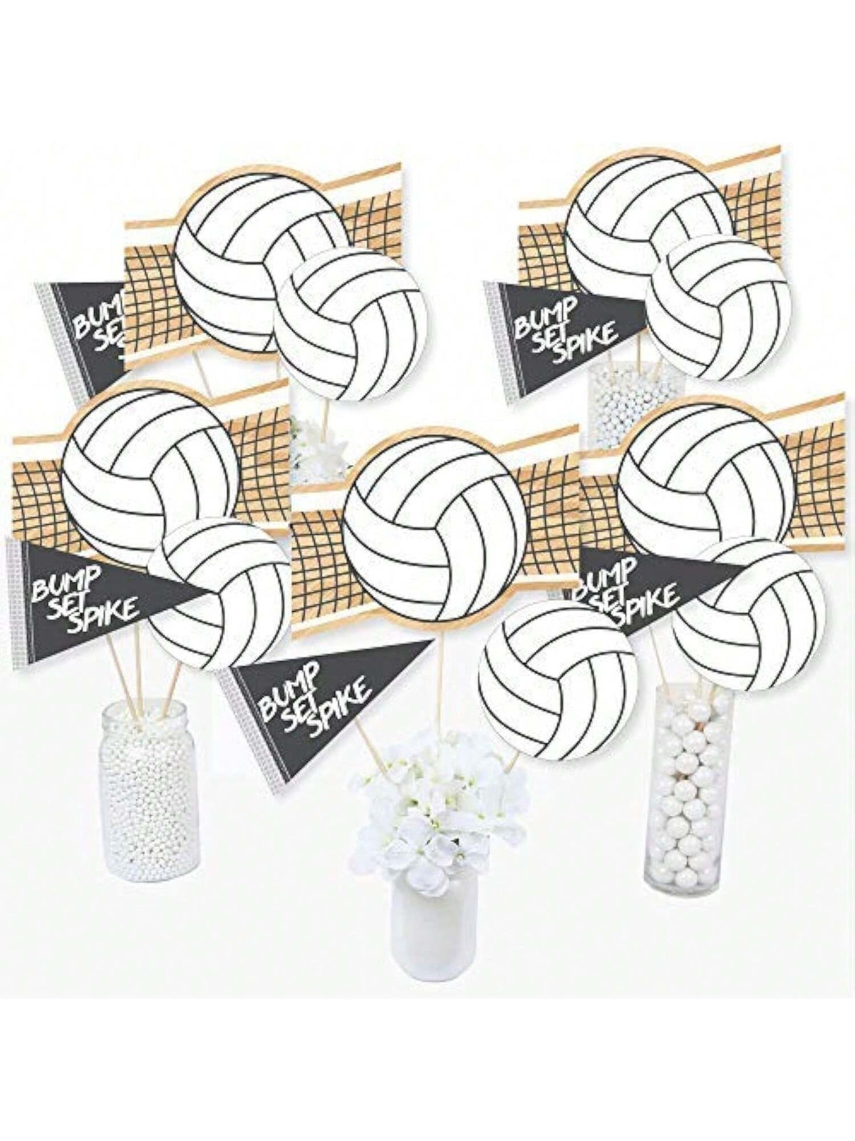 BumpSetSpike Volleyball Baby Shower or Birthday Table Centerpiece Sticks 15PCS