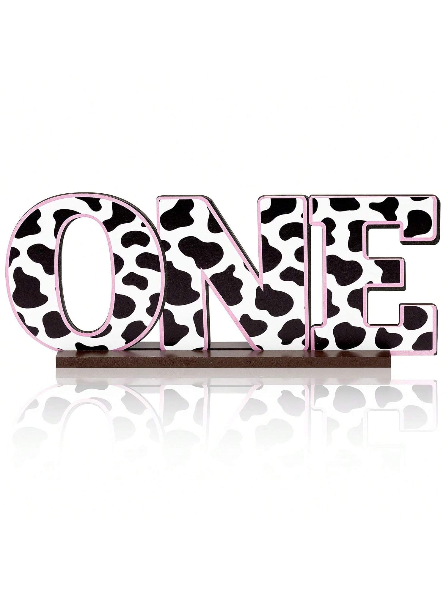 Cow Print Wooden Letter Table Centerpiece First Birthday Baby Shower Decor