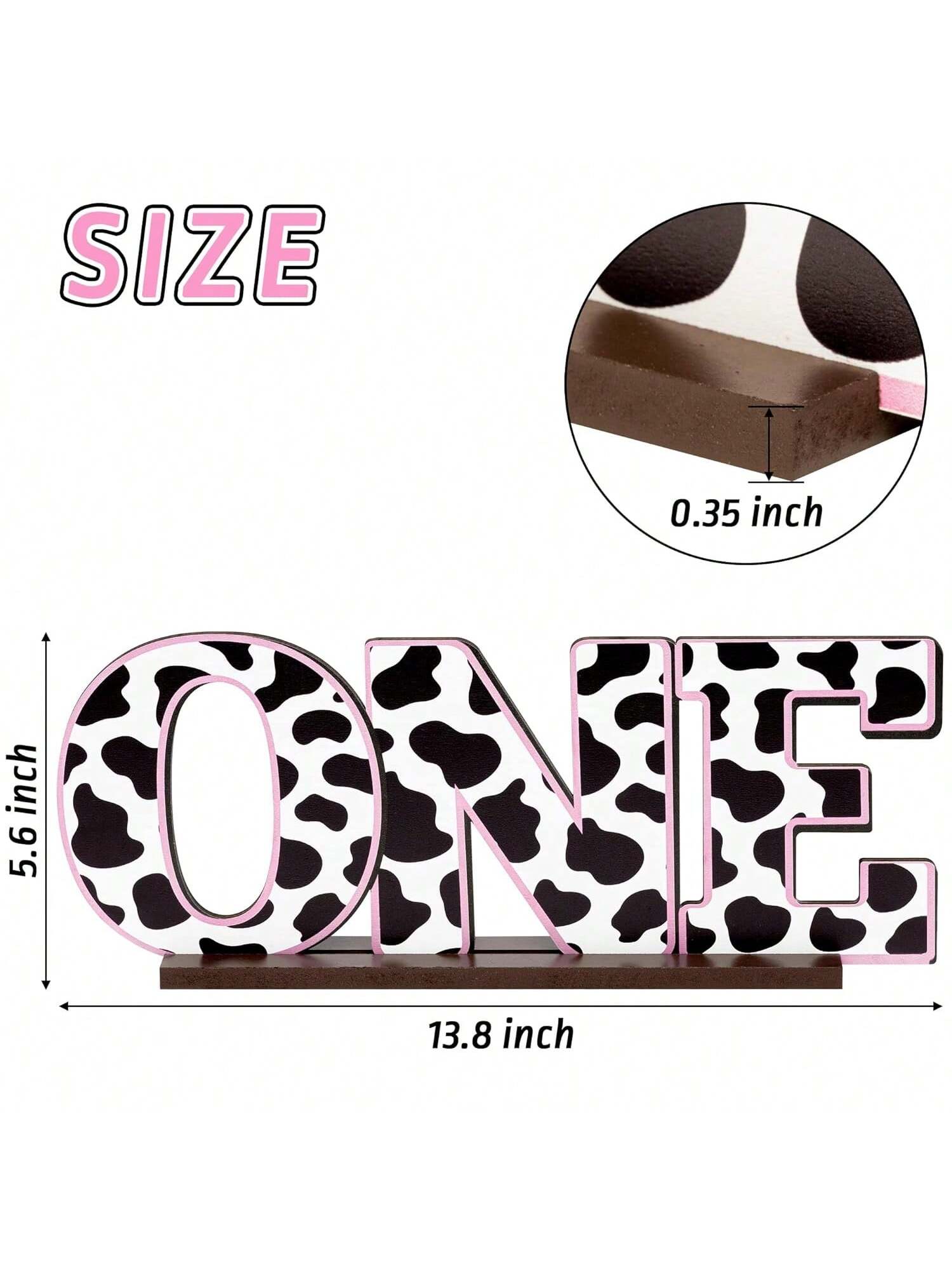 Cow Print Wooden Letter Table Centerpiece First Birthday Baby Shower Decor