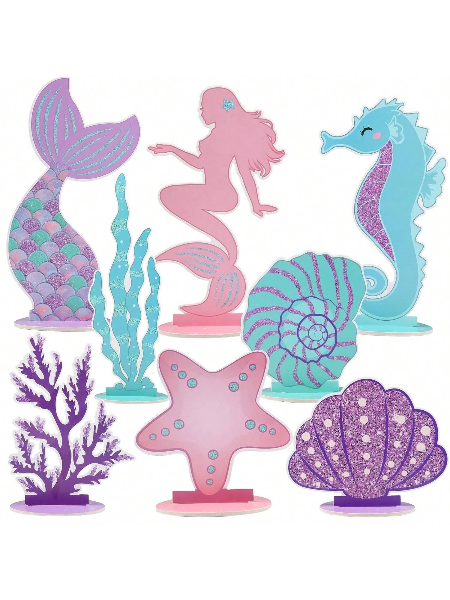 Mermaid Glitter Table Centerpiece Ocean Theme Party Decor for Girls