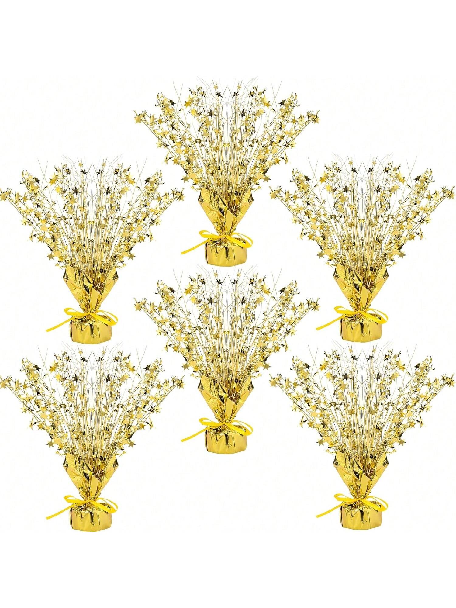 6pcs Metallic Gold Star Foil Spray Centerpiece Party Table Decor