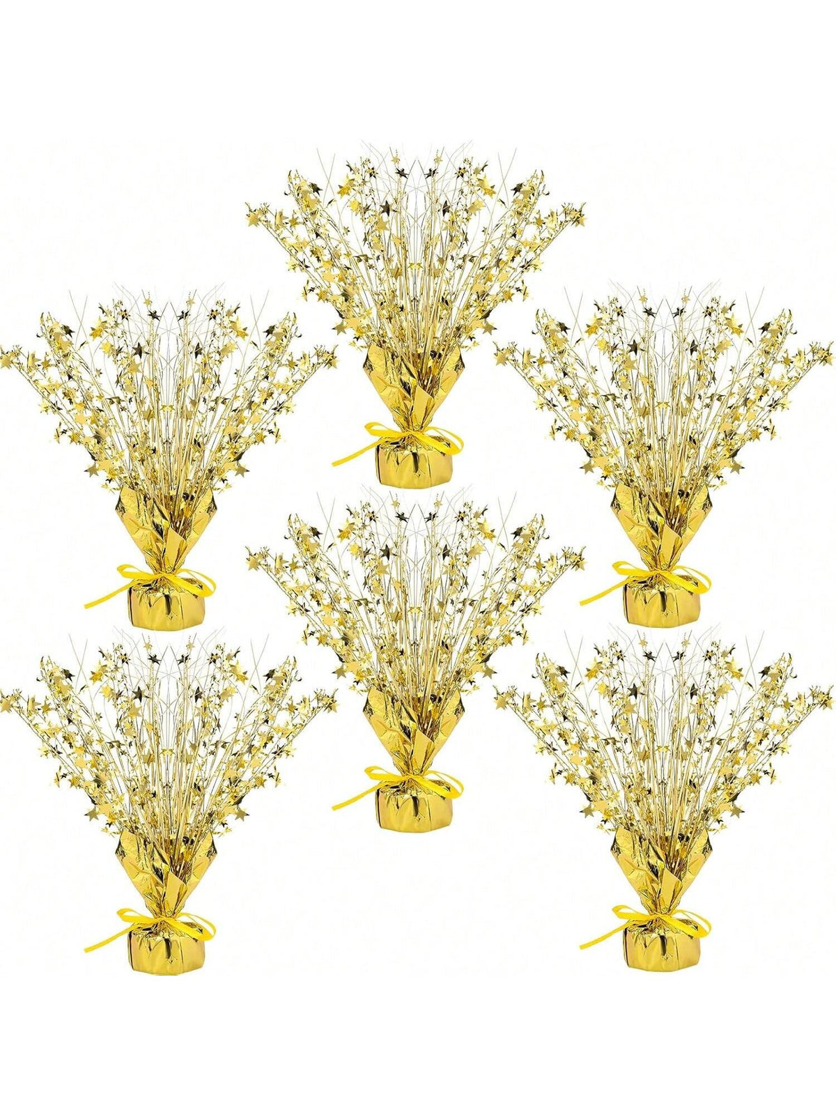 6pcs Metallic Gold Star Foil Spray Centerpiece Party Table Decor
