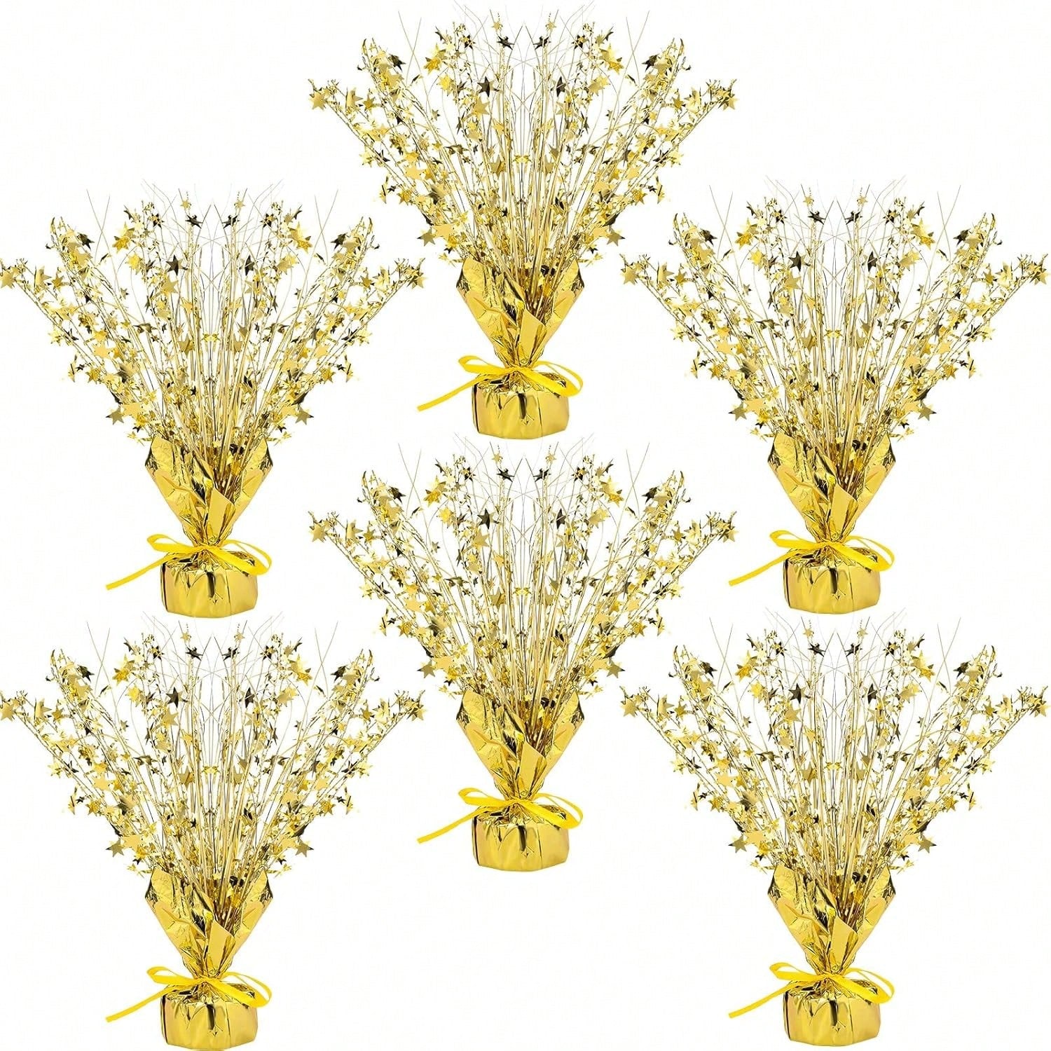 6pcs Metallic Gold Star Foil Spray Centerpiece Party Table Decor