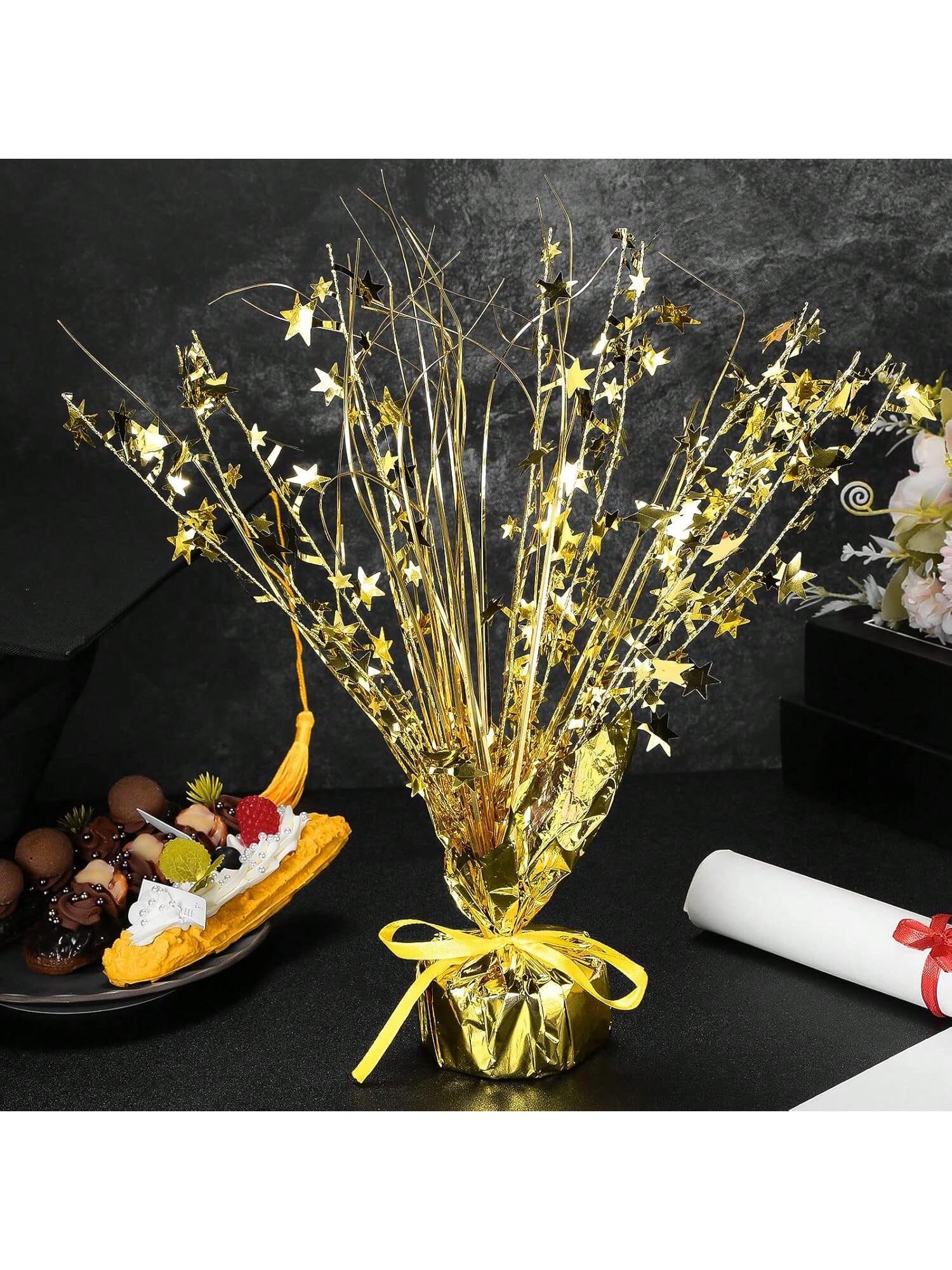 6pcs Metallic Gold Star Foil Spray Centerpiece Party Table Decor
