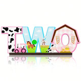 Pink Farm Animals Wooden Letter Table Centerpiece 2nd Birthday Decor for Girls