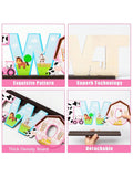 Pink Farm Animals Wooden Letter Table Centerpiece 2nd Birthday Decor for Girls