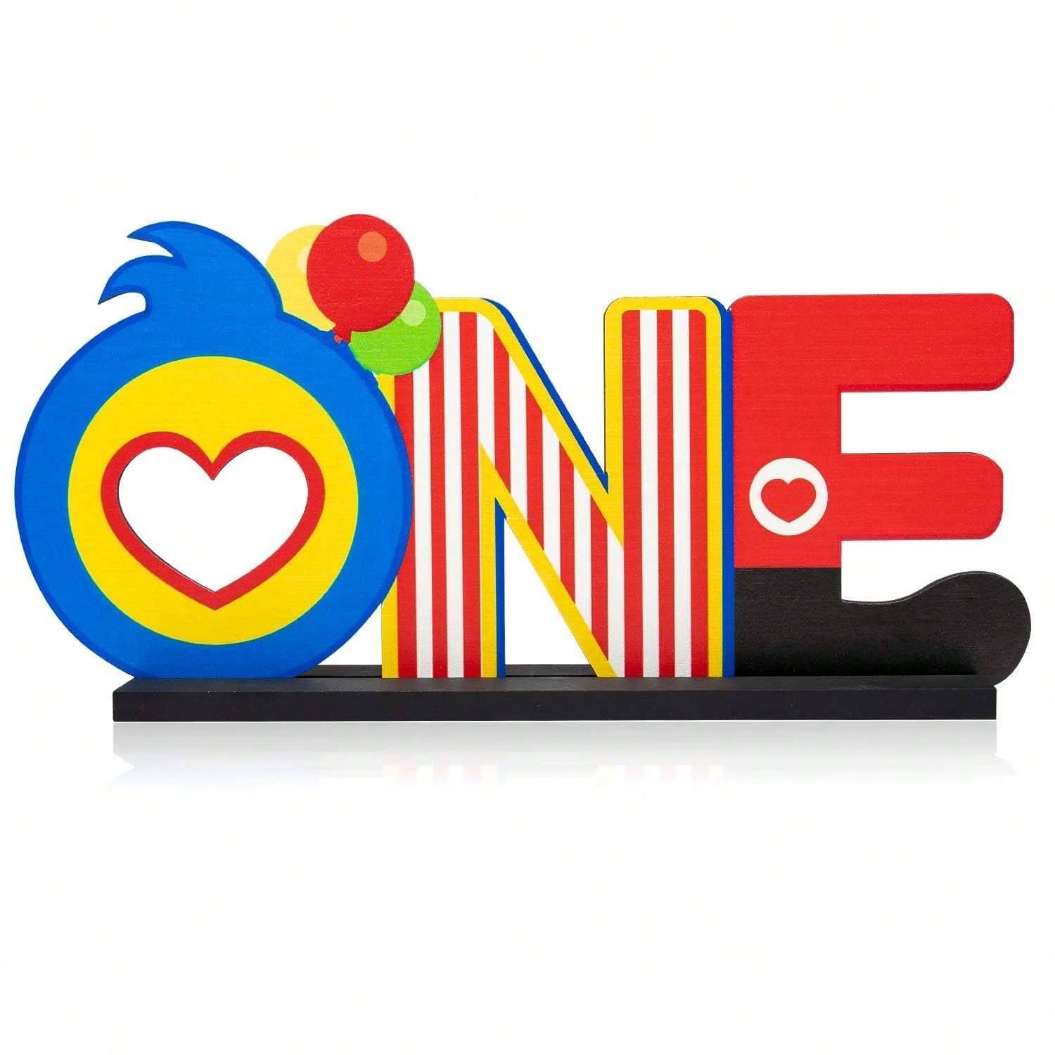 Plim Plim Wooden Letter Table Centerpiece Circus Clown First Birthday Decor