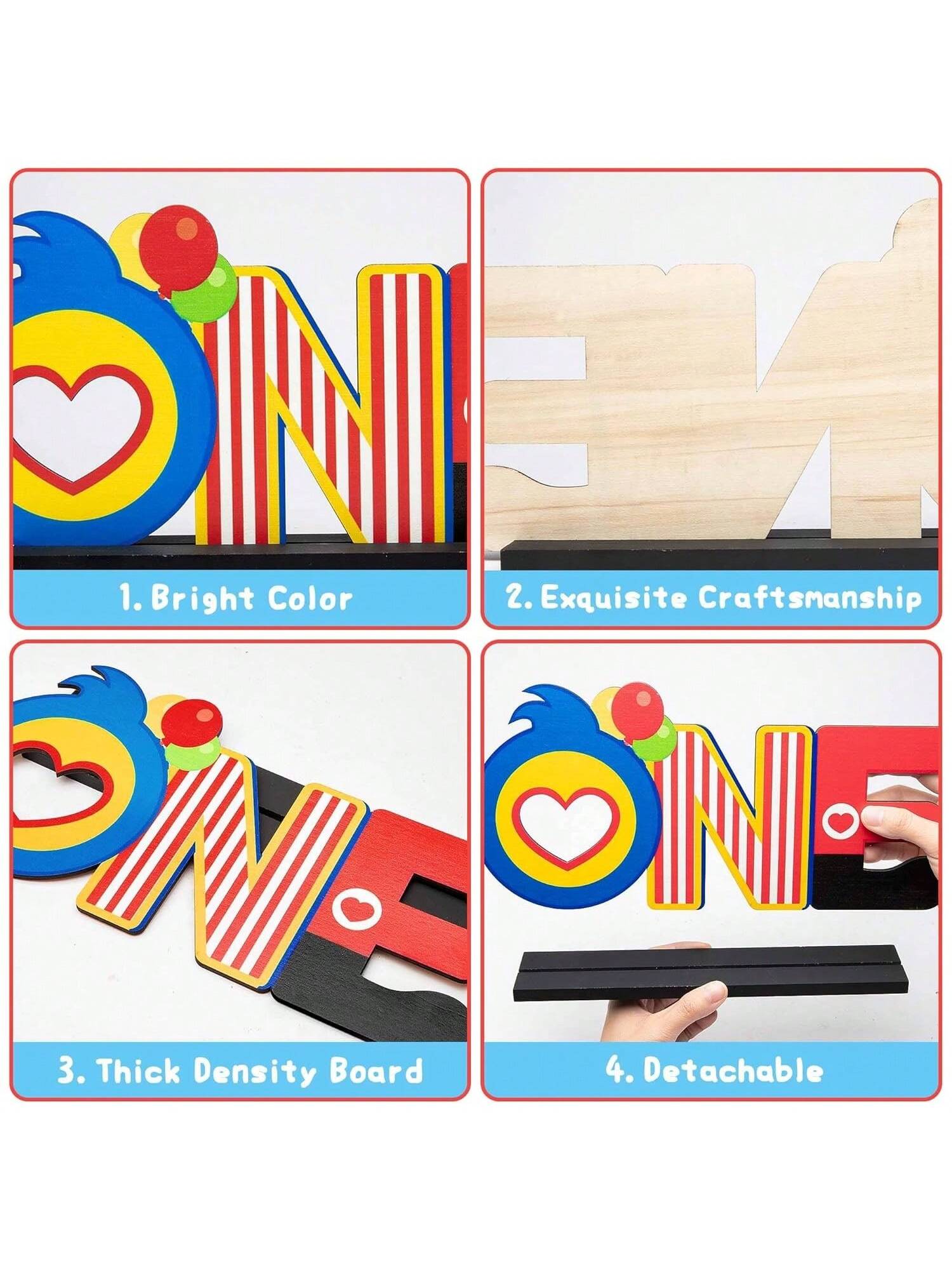Plim Plim Wooden Letter Table Centerpiece Circus Clown First Birthday Decor
