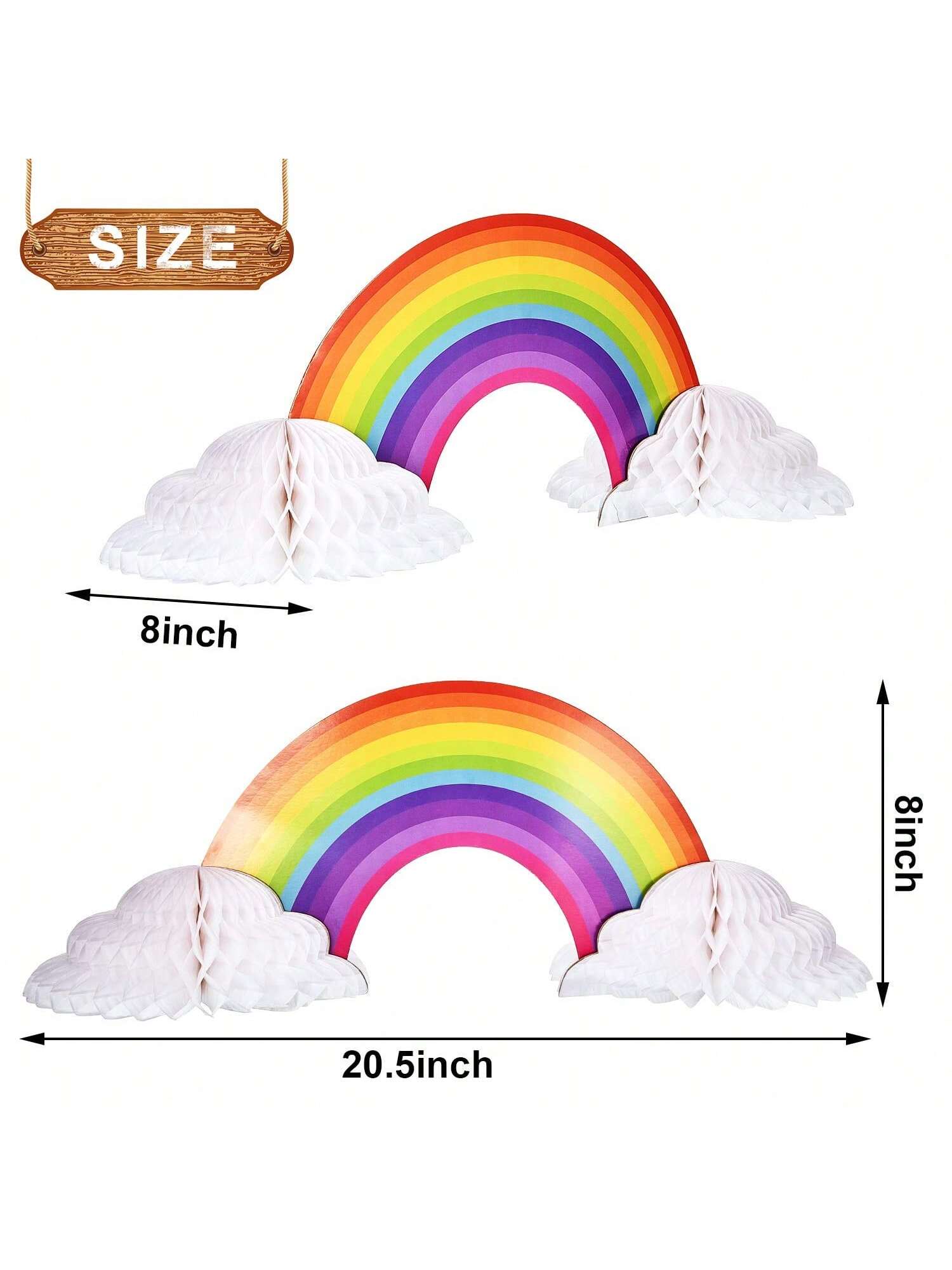 Rainbow Honeycomb Paper Centerpieces Unicorn Cloud Birthday Baby Shower 2PCS