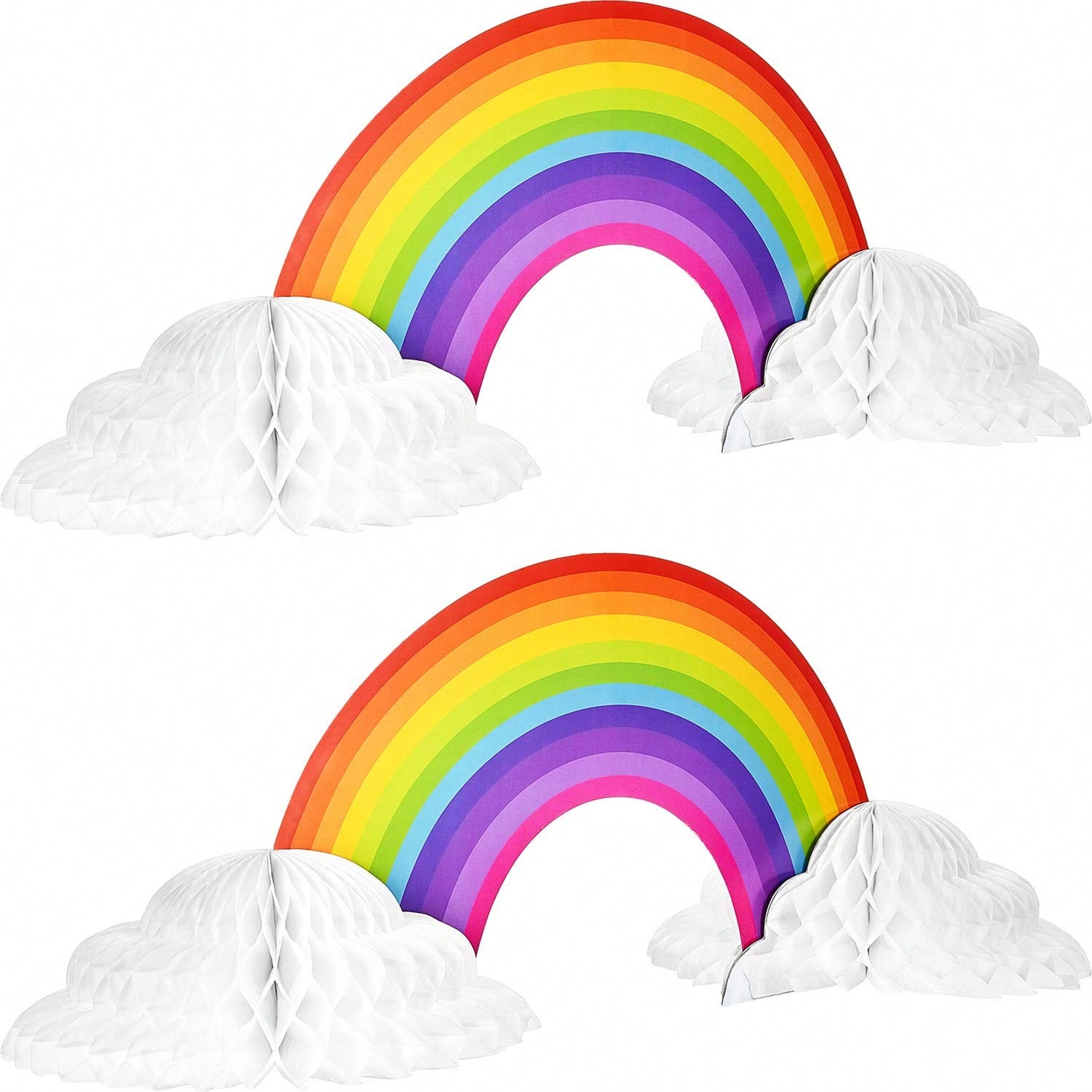 Rainbow Honeycomb Paper Centerpieces Unicorn Cloud Birthday Baby Shower 2PCS