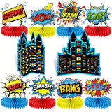 10pcs Hero Themed Party Decorations Honeycomb Centerpieces Table Topper Decor