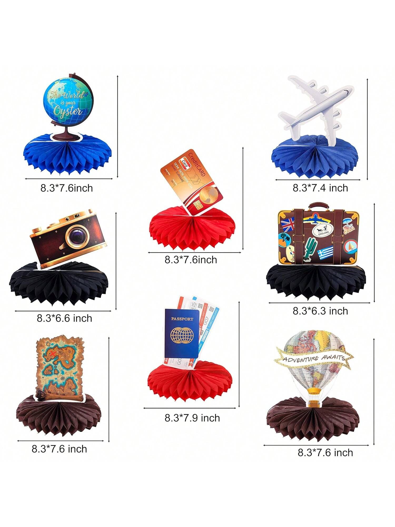 Travel Theme Party Decor with Adventure Table Honeycomb Centerpieces