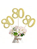 10PCS Double-Sided Gold 80th Birthday Anniversary Cake Table Centerpieces