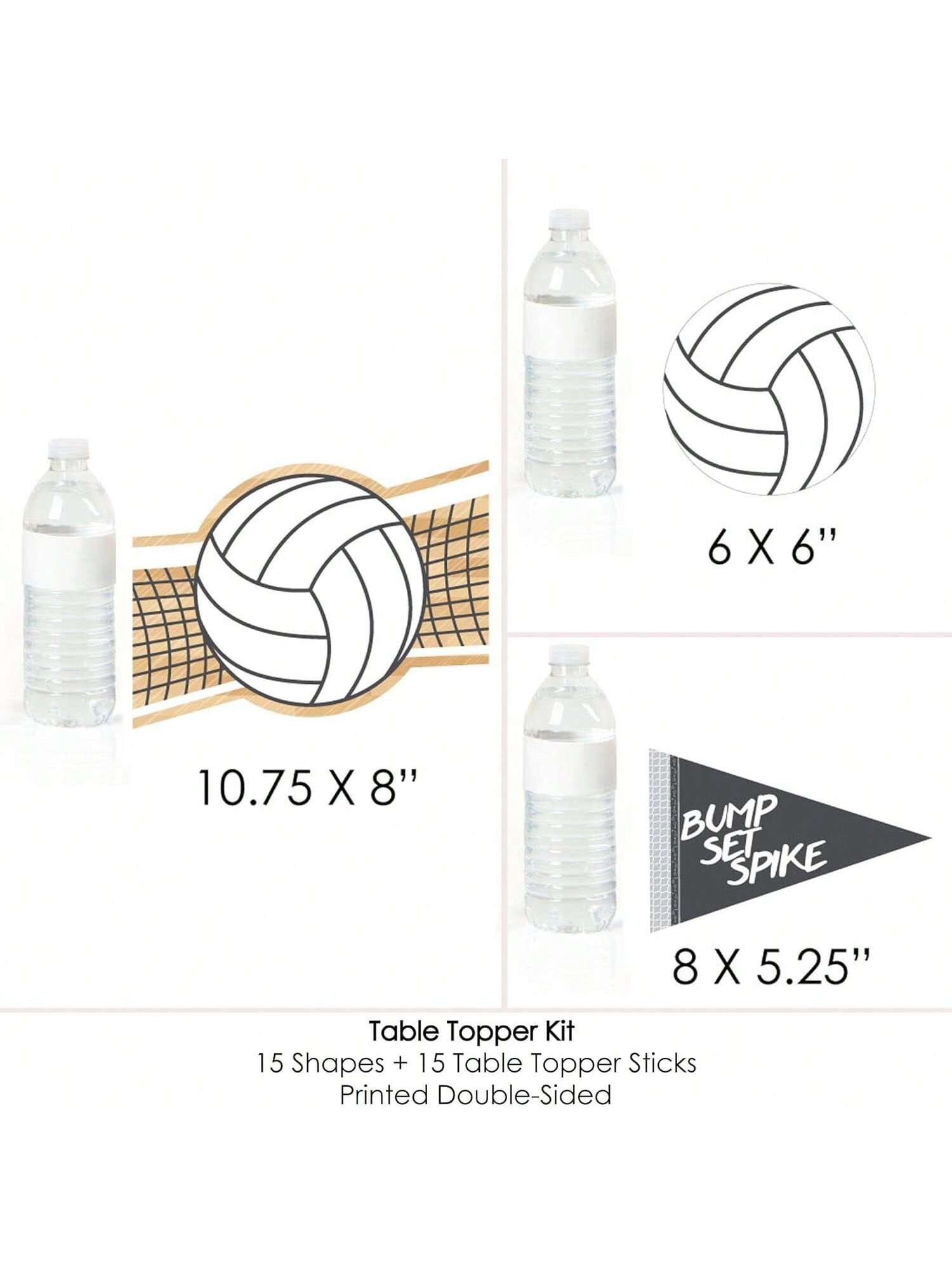 BumpSetSpike Volleyball Baby Shower or Birthday Table Centerpiece Sticks 15PCS
