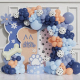 147PCS Blue Balloon Arch Kit with Dog Paw & Bone Foils for Puppy Parties