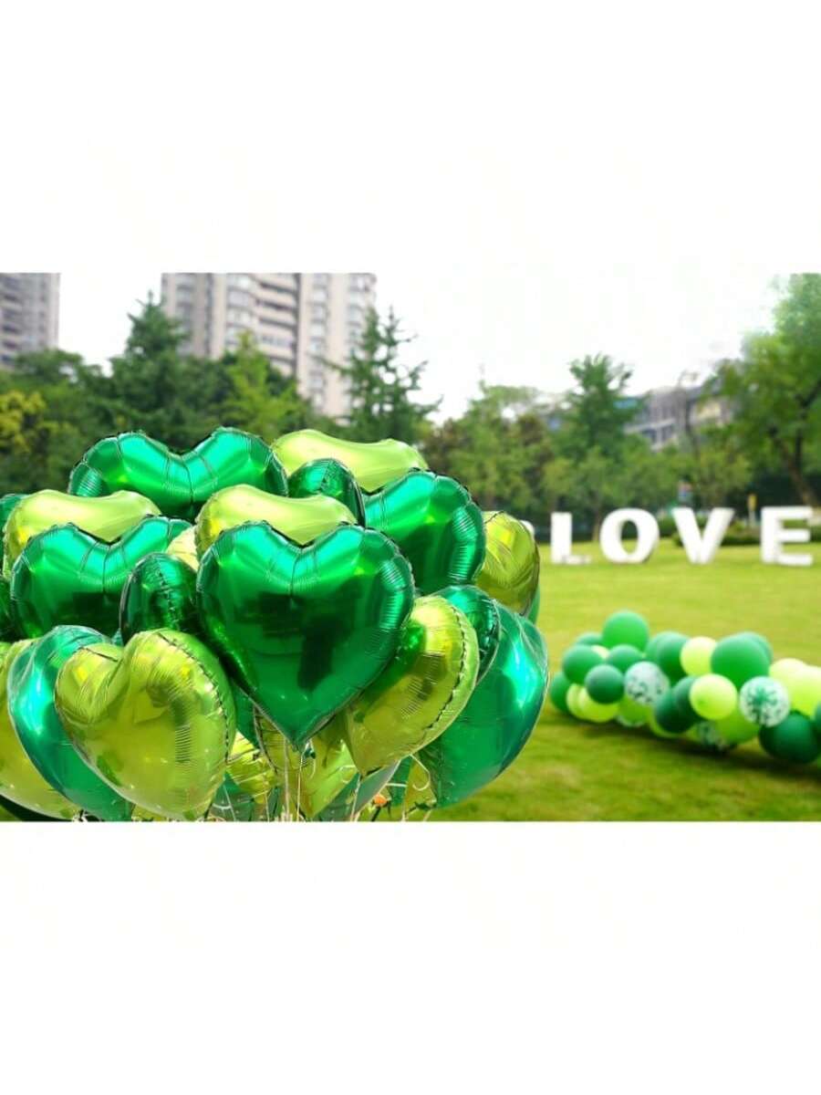 20PCS 18 Inch Lime Green Heart Foil Balloons for Parties & Weddings