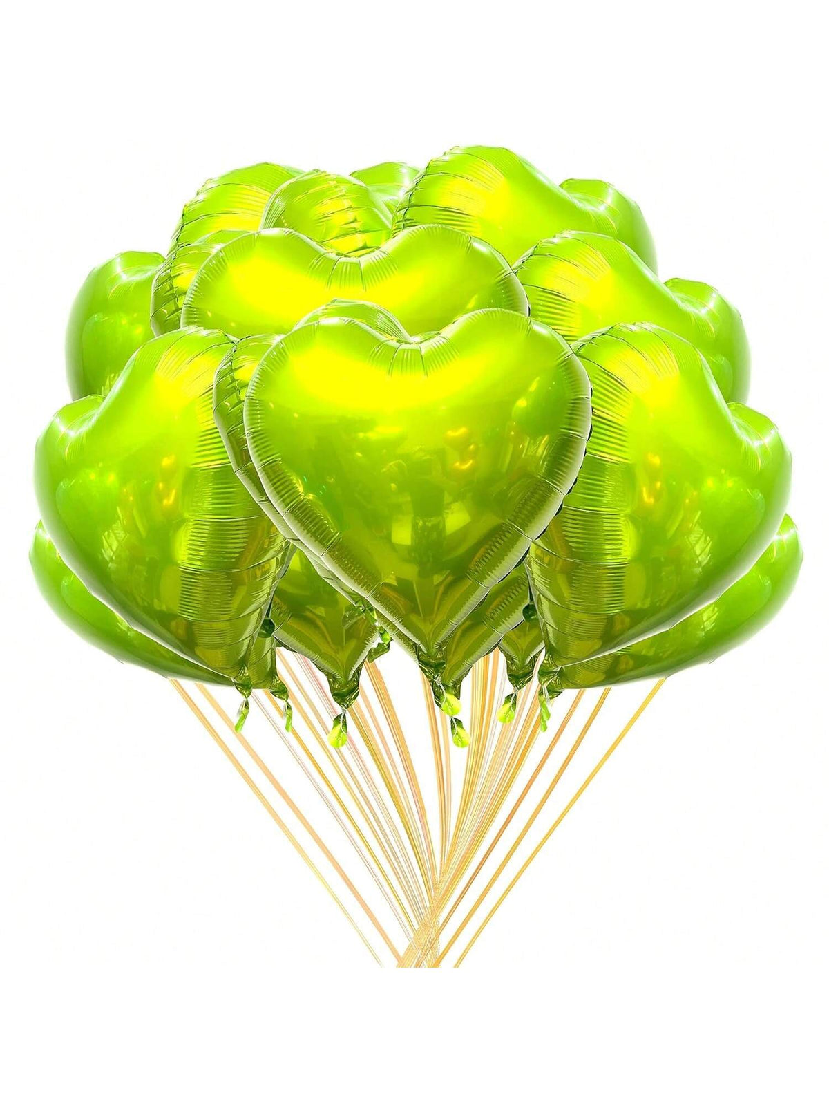 20PCS 18 Inch Lime Green Heart Foil Balloons for Parties & Weddings