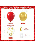 60 Pc 12 Inch Red and Gold Confetti Balloons for Birthday Wedding and Party Decor
