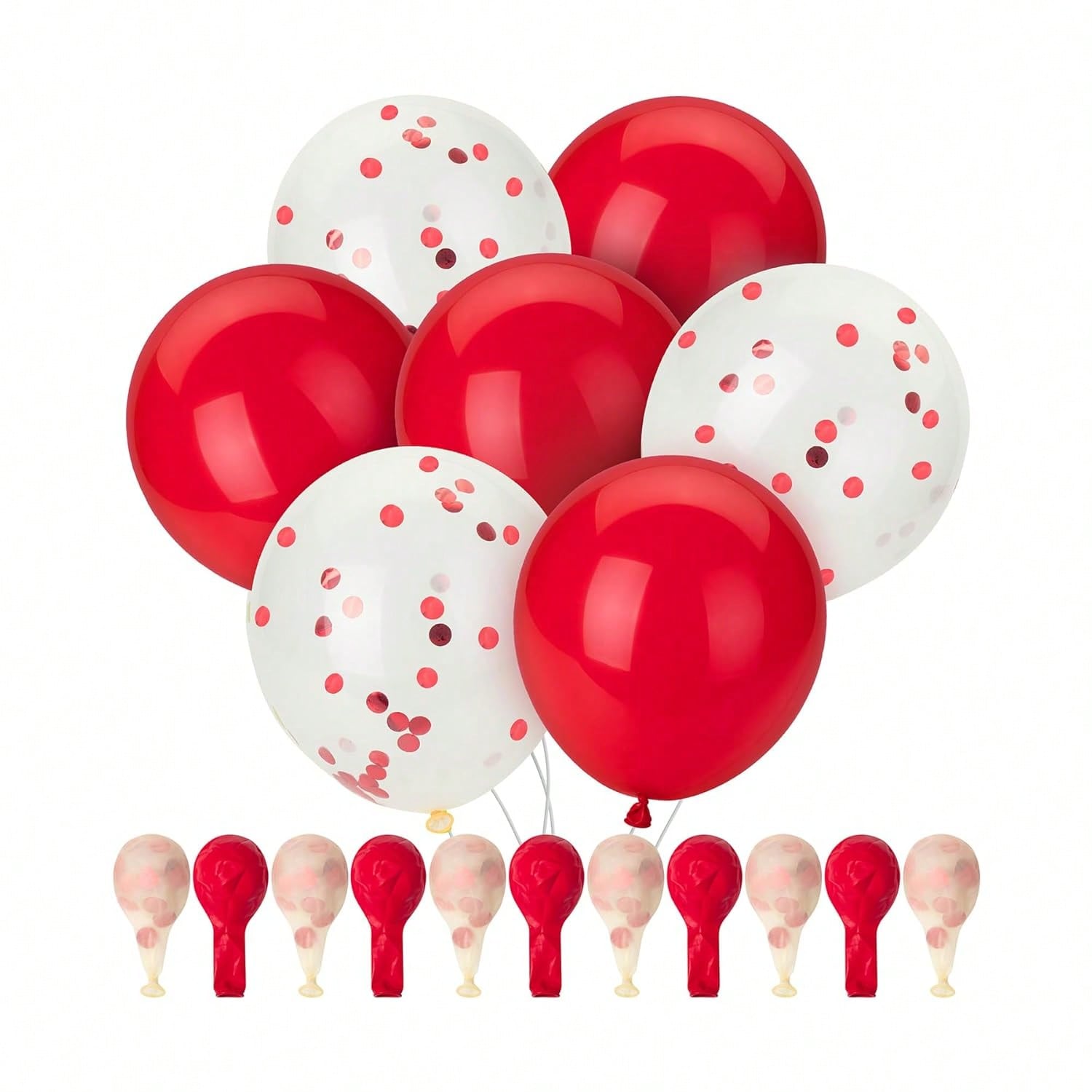 54 Pc 12 Inch Red and Confetti Balloons for Birthday Party Decorations