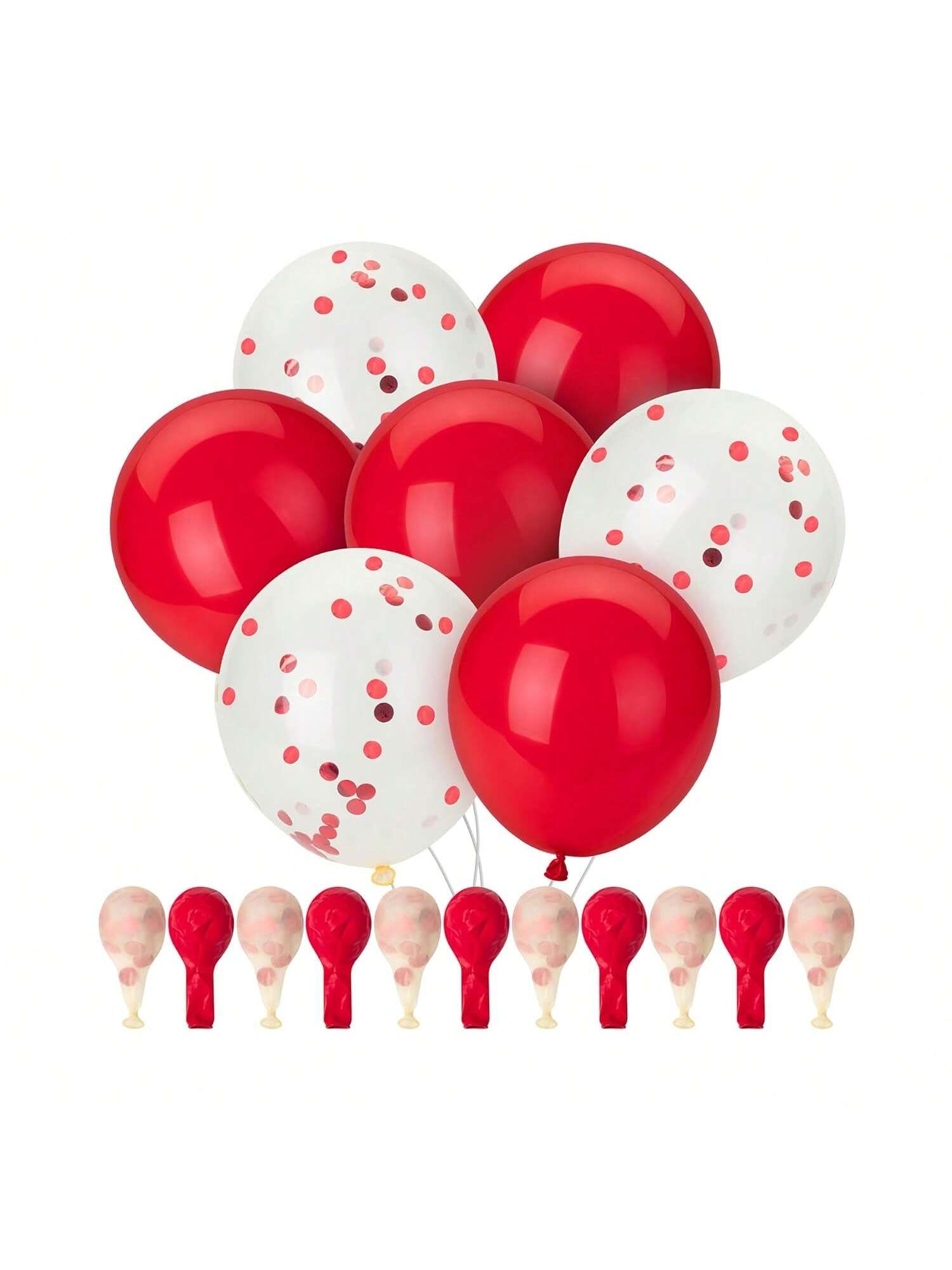 54 Pc 12 Inch Red and Confetti Balloons for Birthday Party Decorations