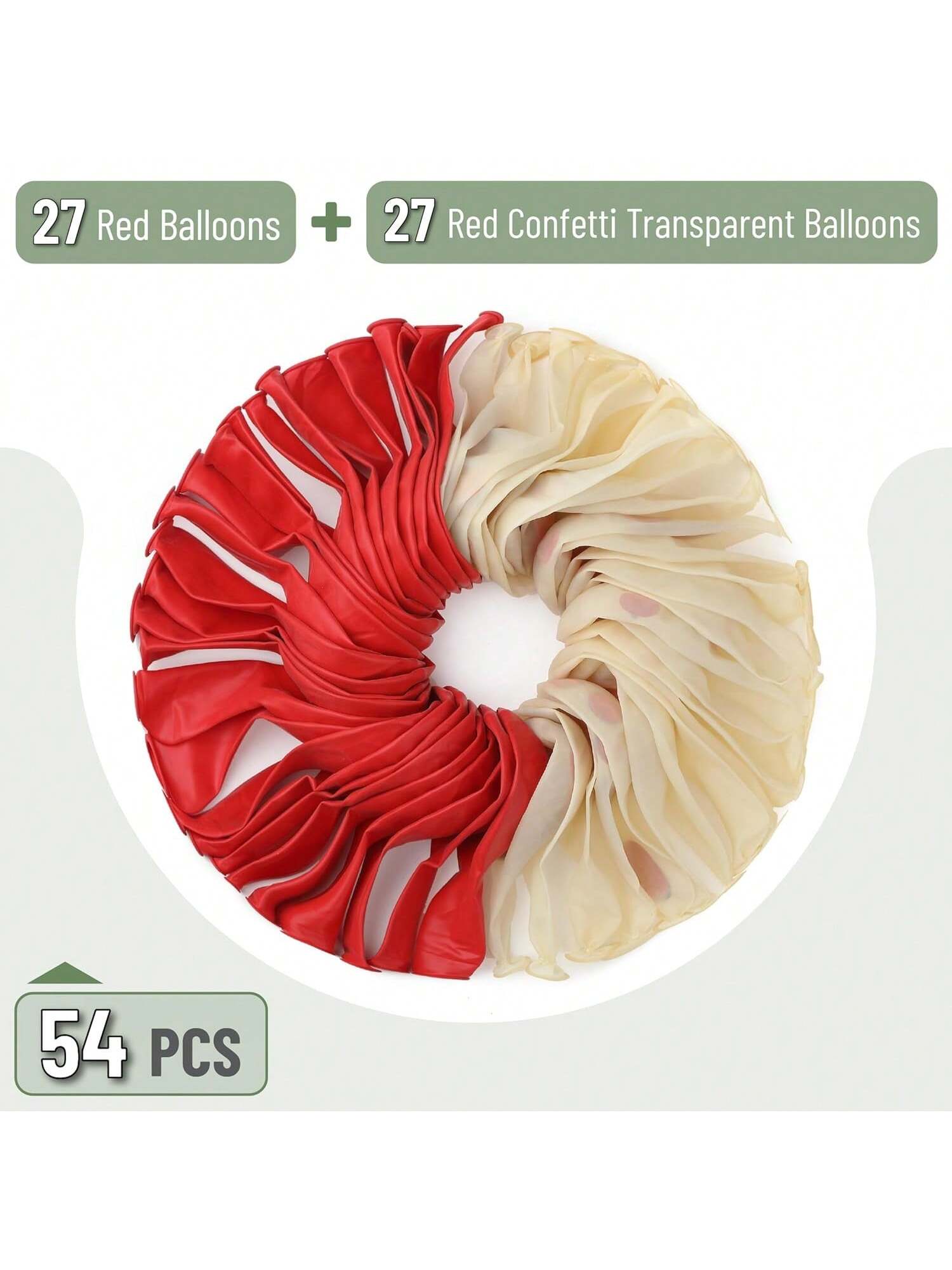 54 Pc 12 Inch Red and Confetti Balloons for Birthday Party Decorations