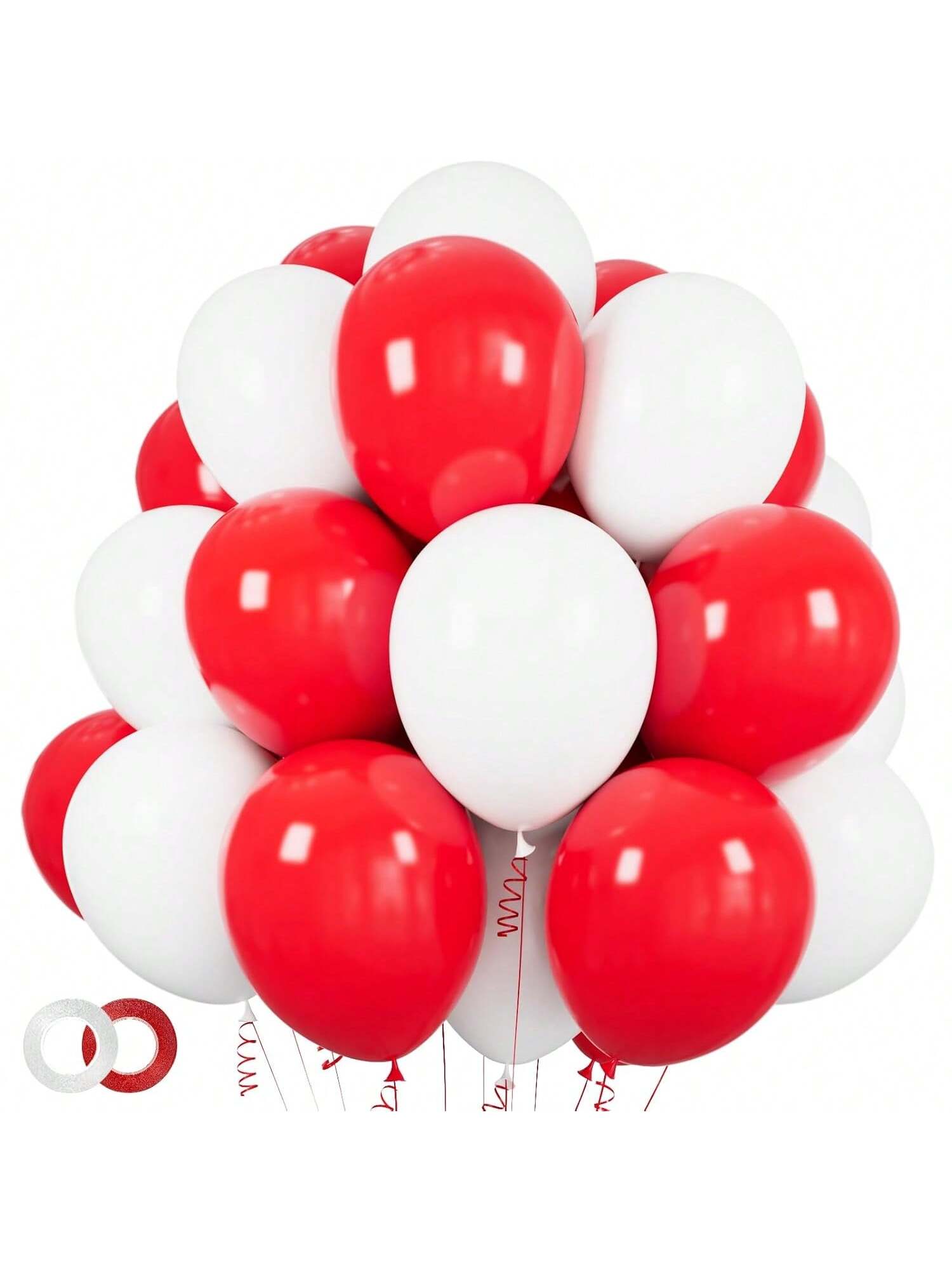 100 Red and White 12 Inch Latex Balloons for Party, Wedding, and Holiday Decor