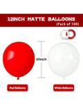 100 Red and White 12 Inch Latex Balloons for Party, Wedding, and Holiday Decor