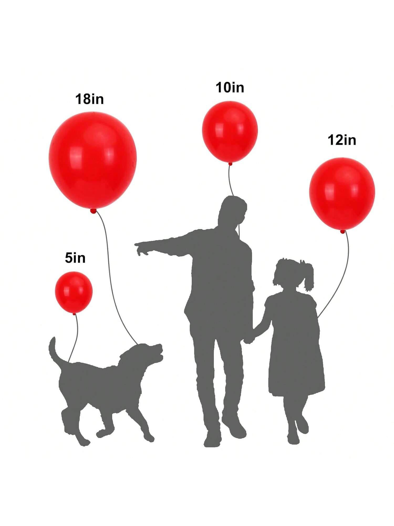 150 Red Latex Balloons in 18, 12, 10, 5 Inch for Party and Arch Decor
