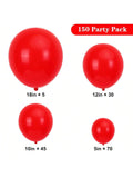 150 Red Latex Balloons in 18, 12, 10, 5 Inch for Party and Arch Decor